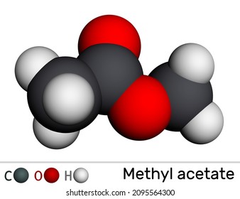 Methyl Acetate, Methyl Ethanoate Molecule. It Is Acetate Ester, Solvent. Molecular Model. 3D Rendering, Illustration