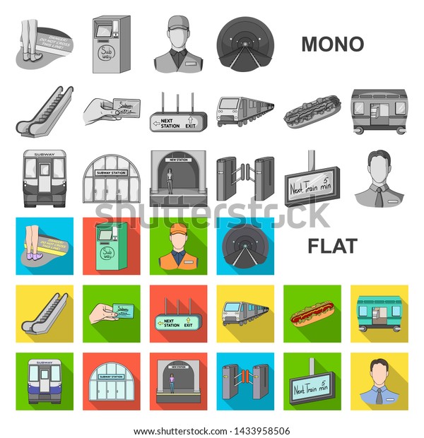 Metro, subway flat\
icons in set collection for design.Urban transport bitmap symbol\
stock web\
illustration.