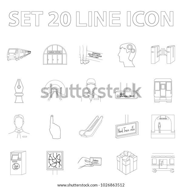 Metro, subway\
outline icons in set collection for design.Urban transport bitmap\
symbol stock web\
illustration.