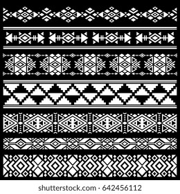 Aztec Seamless Pattern Black White Vector Stock Vector (Royalty Free ...