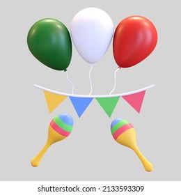 mexican balloon party 3d illustration render - Powered by Shutterstock