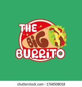 Mexican Burrito Logo On Green Background