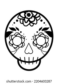 Mexican Day the Dead skull drawing  Color this Mexican skull coloring page in black   white 