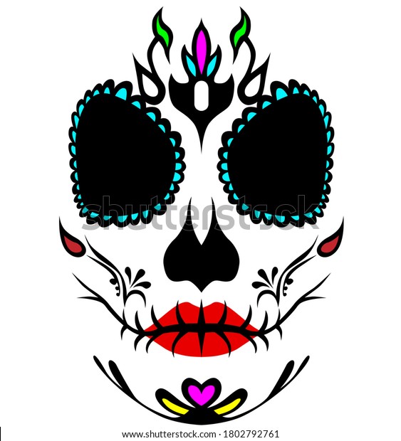 Mexican Death Mask La Catrina Santa Stock Illustration 1802792761