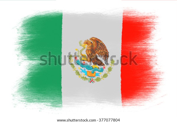 Mexican Flag Painted Grunge Flag Brush Stock Illustration 377077804