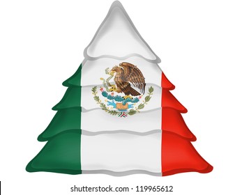 The Mexican Flag Painted On  Christmas Xmas Tree Icon