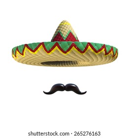 Mexican hat sombrero with mustache