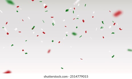 Mexican independence background with red, green, and white confetti 