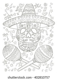 Mexican musician sugar skull