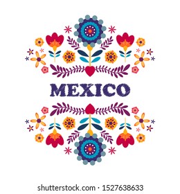 Mexican Pattern, Beautiful Ethnic Ornamert Colorful Mexican Traditional Textile Embroidery Mexico