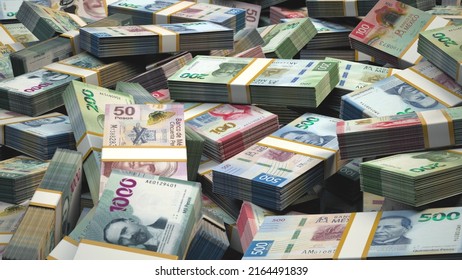 Mexican Peso. Mexico Stacked Money Bundles MX$ MXN 3D Render