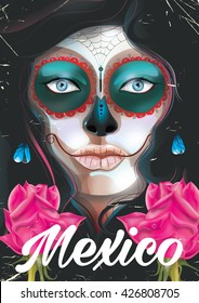 Mexico Day Of The Dead Travel Poster.