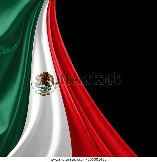 テキストまたは画像用のコピースペースと黒い背景にメキシコの国旗 3dイラスト のイラスト素材