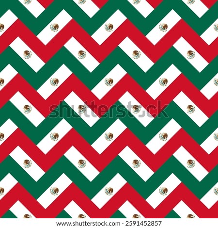 mexico flag zigzag pattern for decoration. illustration