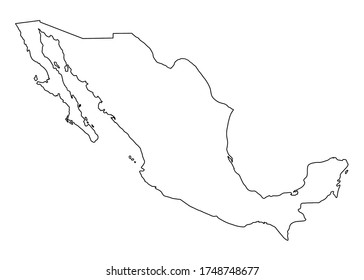 Mexico Outline Map Isolated On White Stock Illustration 1711968727 ...