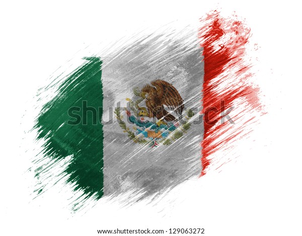 Mexico Mexican Flag Painted Brush On Stock Illustration 129063272