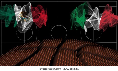 Mexico Vs Italy Basketball, Smoke Flag, Sport Game