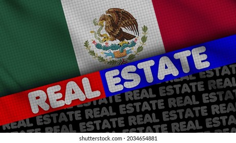 Mexico Wavy Fabric Flag, Real Estate Title, 3D Illustration