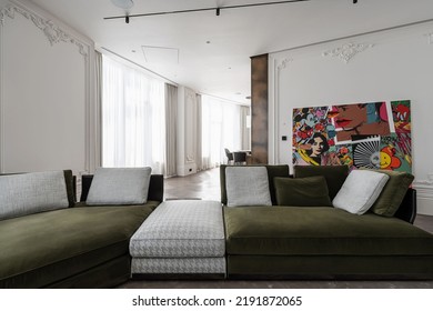 MIAMI, USA, August 20, 2022: Detailed 3d Illustration Of Stylish And Luxurious Living Room Space In An Apartment, August 18, 2022.