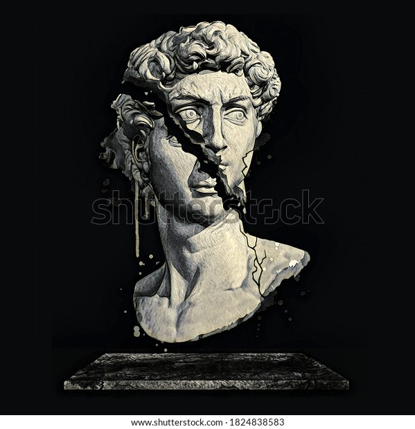 Michelangelos David Statue Illustration Isolated On: стоковая ...