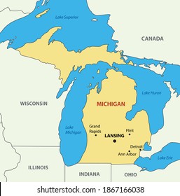 Michigan Map Usa State Stock Illustration 1867166038 | Shutterstock