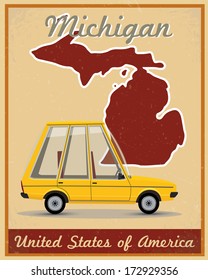 Michigan Road Trip Vintage Poster