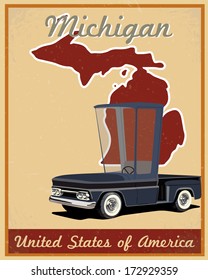 Michigan Road Trip Vintage Poster