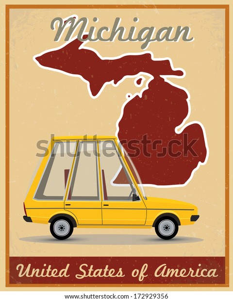 Michigan road trip vintage\
poster