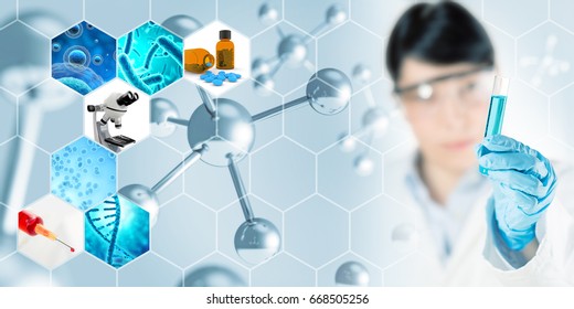 microbiology research abstract concept background, 3D illustration - Powered by Shutterstock