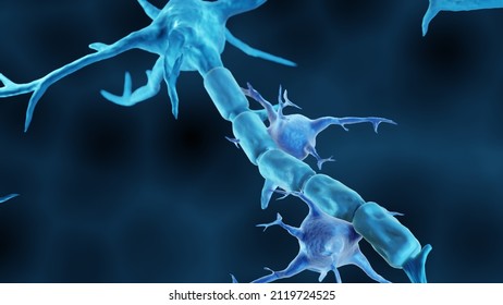 Microglia in pathogenesis of multiple sclerosis, 3d illustration
