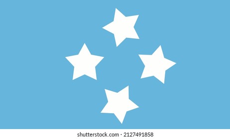 Micronesia Flag One Solids Color And Four Stare