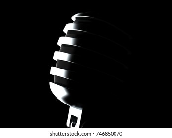 Microphone on black background. 3d illustration