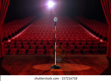 Microphone On Stage With Empty Seats