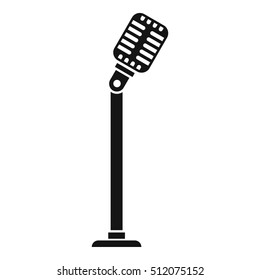 Microphone On Stand Icon. Simple Illustration Of Microphone On Stand  Icon For Web