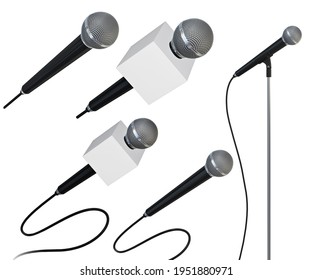 Microphone for press or tv set - isolated on white background. 3D Illustration