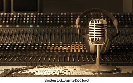 Microphone in the sound studio
