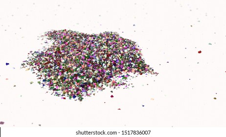 microplastic particle on white background, nurdles pollution (3d illustration)