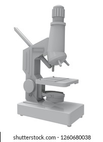 Microscope 3d illustration isolated on the white background