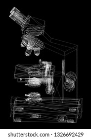Microscope Architect Blueprint  3D rendering
