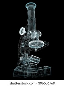 microscope body structure, wire model  on the background