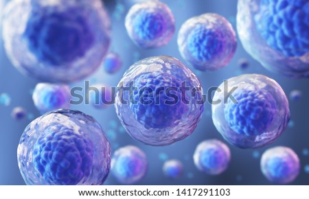 microscope of cell, Embryonic stem cells, Cellular Therapy and Regeneration 3d illustration.
