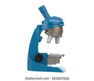 Microscope isolated on grey background. 3d rendering - illustration