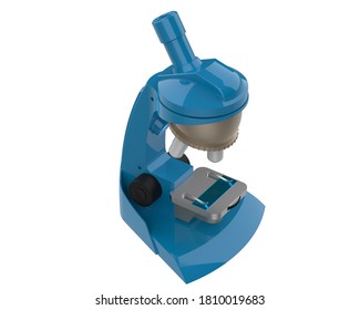 Microscope isolated on grey background. 3d rendering - illustration