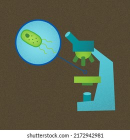 Microscope Microscopy Icon Biology Microbiology Bacteria Illustration Magnify Microbes Germs Technology Research Eukaryote Petri Dish Molecular Biology, Biochemistry Health Care