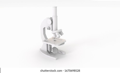 Microscope On A White Background, 3D Rendering