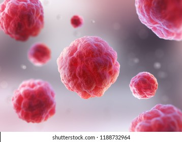 microscope of red human cell, Research of stem cells. 3d illustration.