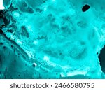 Microscopic Alcohol Ink. Fractal Pattern. Blue Aquarelle Splash. Abstract Artwork With Space Effect. Close Up Human Body Render. Black Microscope Smoke. Turquoise Microscopic Alcohol Ink.