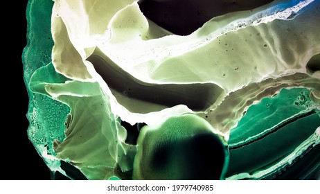 Microscopic Alcohol Ink. Turquoise Microscope Mist. Close Up Human Bone Render. Creative Splash With Smoke Effect. Blue Microscopy Pattern. Liquid Artwork. Black Microscopic Alcohol Ink.