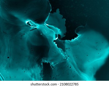 Microscopic Background. Blue Microscope Pattern. Organic Splash. Close Up Human Body Scan. Black Biochemistry Smoke. Molecular Artwork With Fluid Effect. Turquoise Microscopic Background.