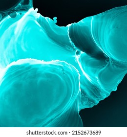 Microscopic Background. Close Up Human Body Scan. Organic Artwork With Smoke Effect. Blue Biochemistry Pattern. Black Biotechnology Space. Fashion Splash. Turquoise Microscopic Background.